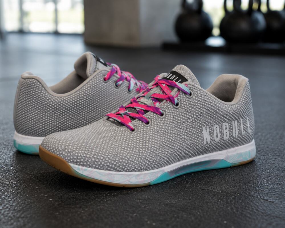 NOBULL Outwork SuperFabric Trainer Sneakers Gray Pink 7.5 Cross Training Shoes